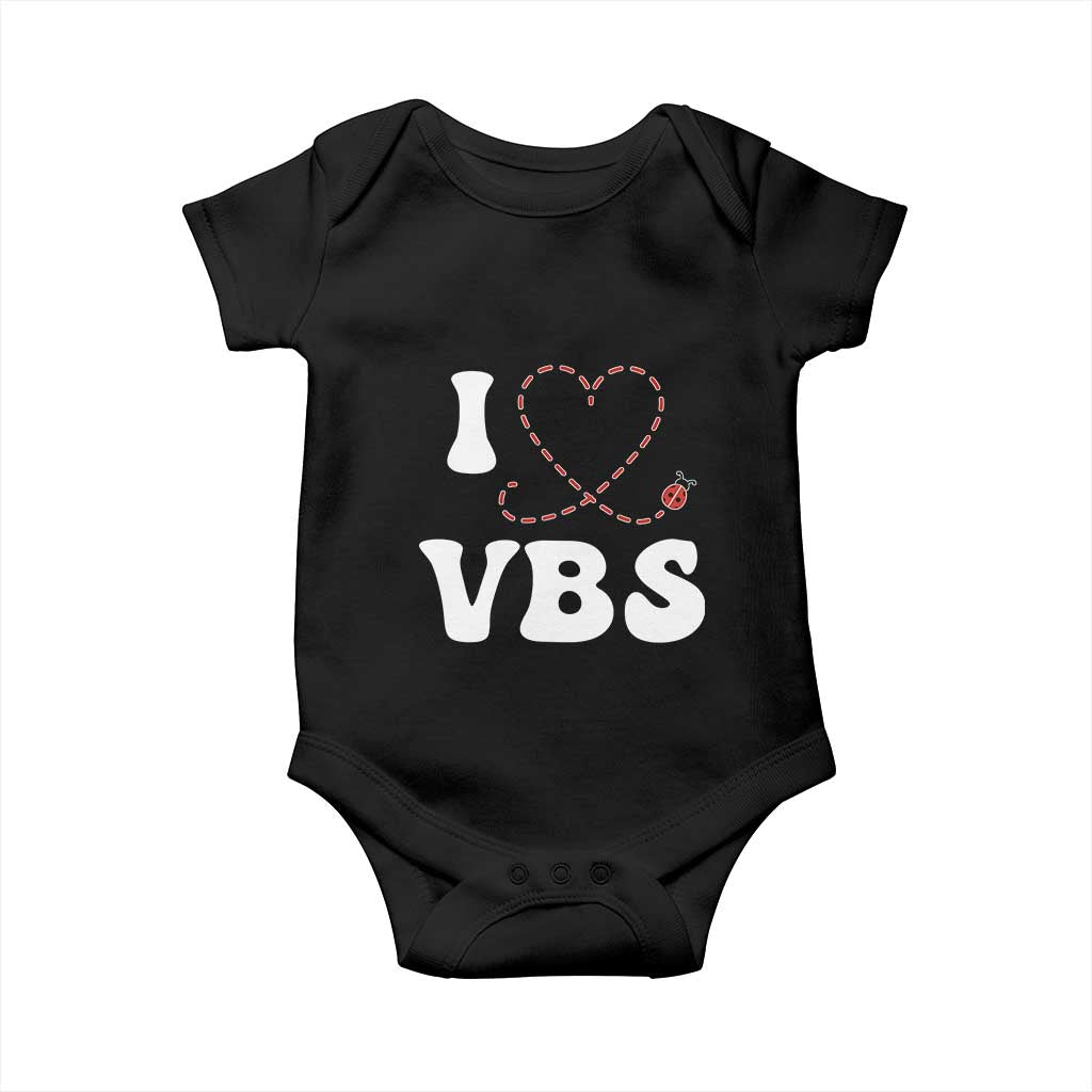 I Love VBS 2025 Baby Onesie Vacation Bible School Ladybug VBS Team TS02 Black Print Your Wear