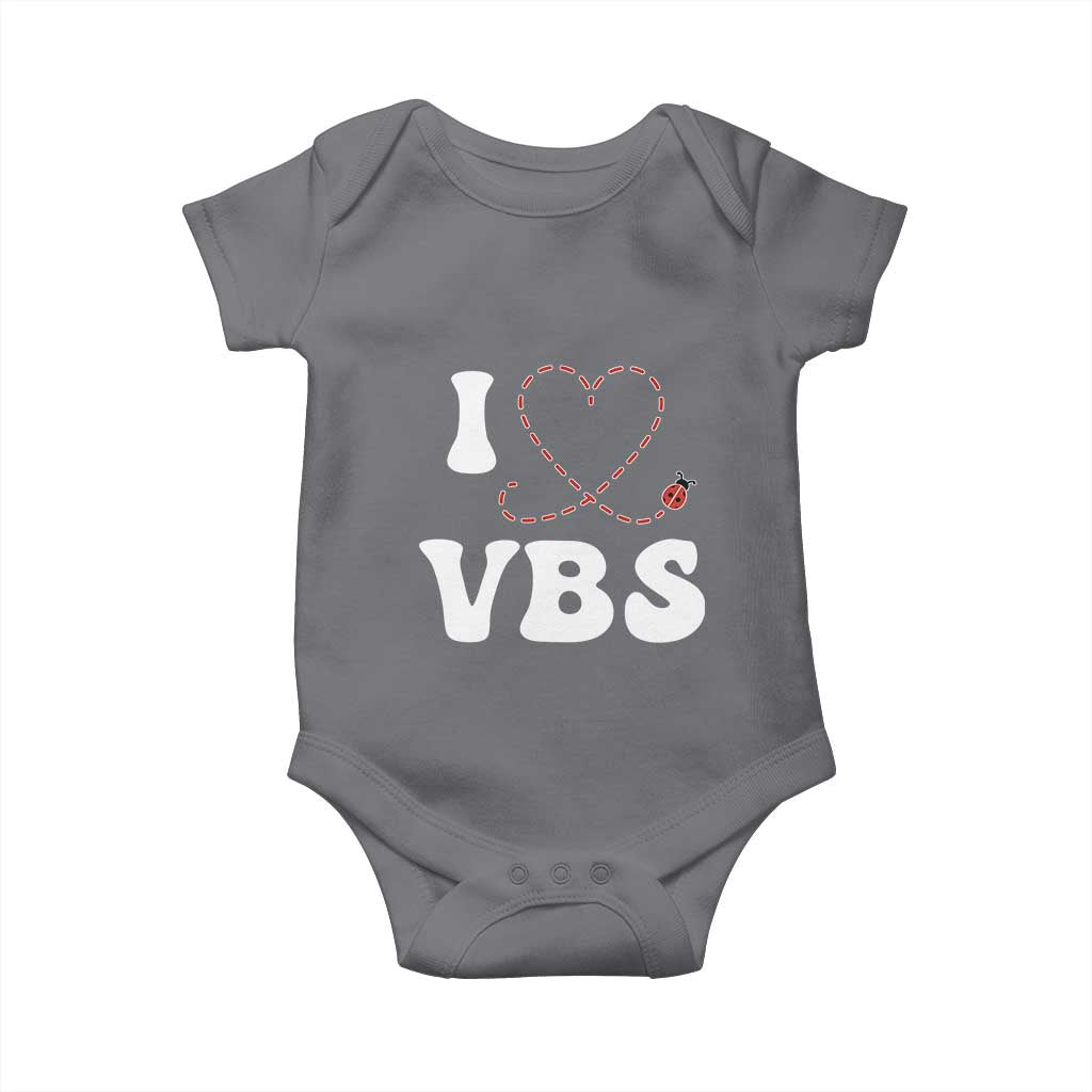 I Love VBS 2025 Baby Onesie Vacation Bible School Ladybug VBS Team TS02 Charcoal Print Your Wear