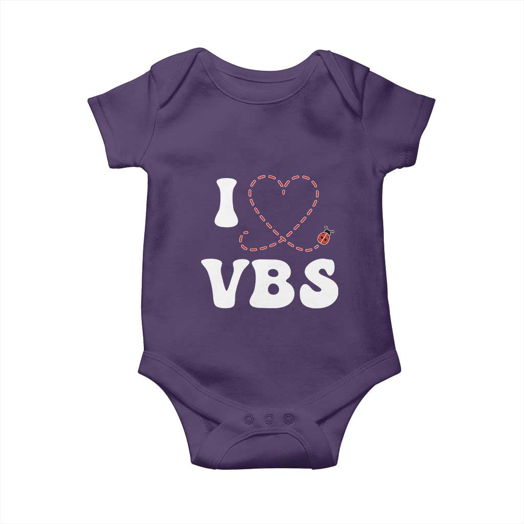 I Love VBS 2025 Baby Onesie Vacation Bible School Ladybug VBS Team TS02 Purple Print Your Wear