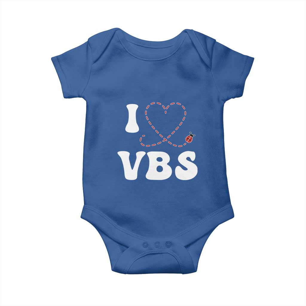 I Love VBS 2025 Baby Onesie Vacation Bible School Ladybug VBS Team TS02 Royal Blue Print Your Wear