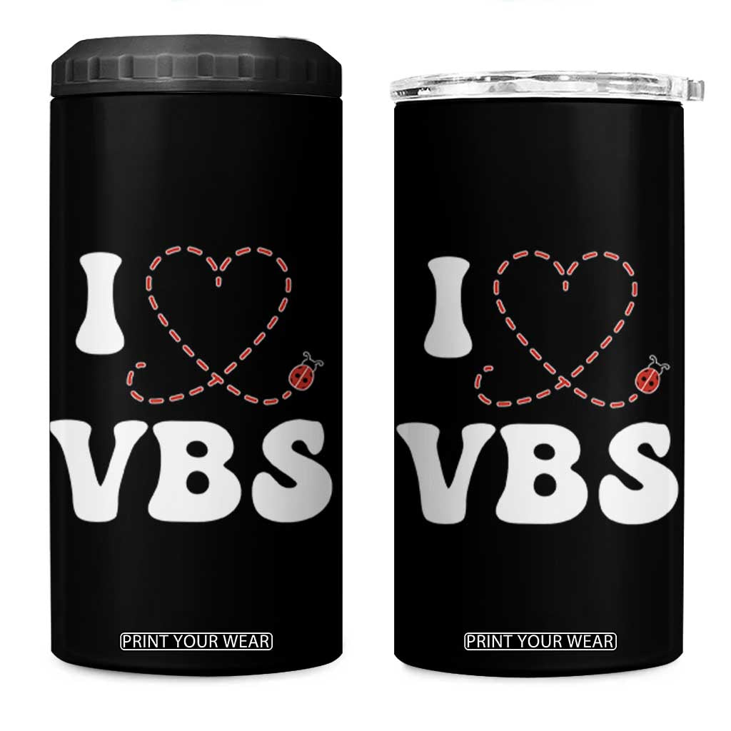 I Love VBS 2025 4 in 1 Can Cooler Tumbler Vacation Bible School Ladybug VBS Team TS02 One Size: 16 oz Black Print Your Wear