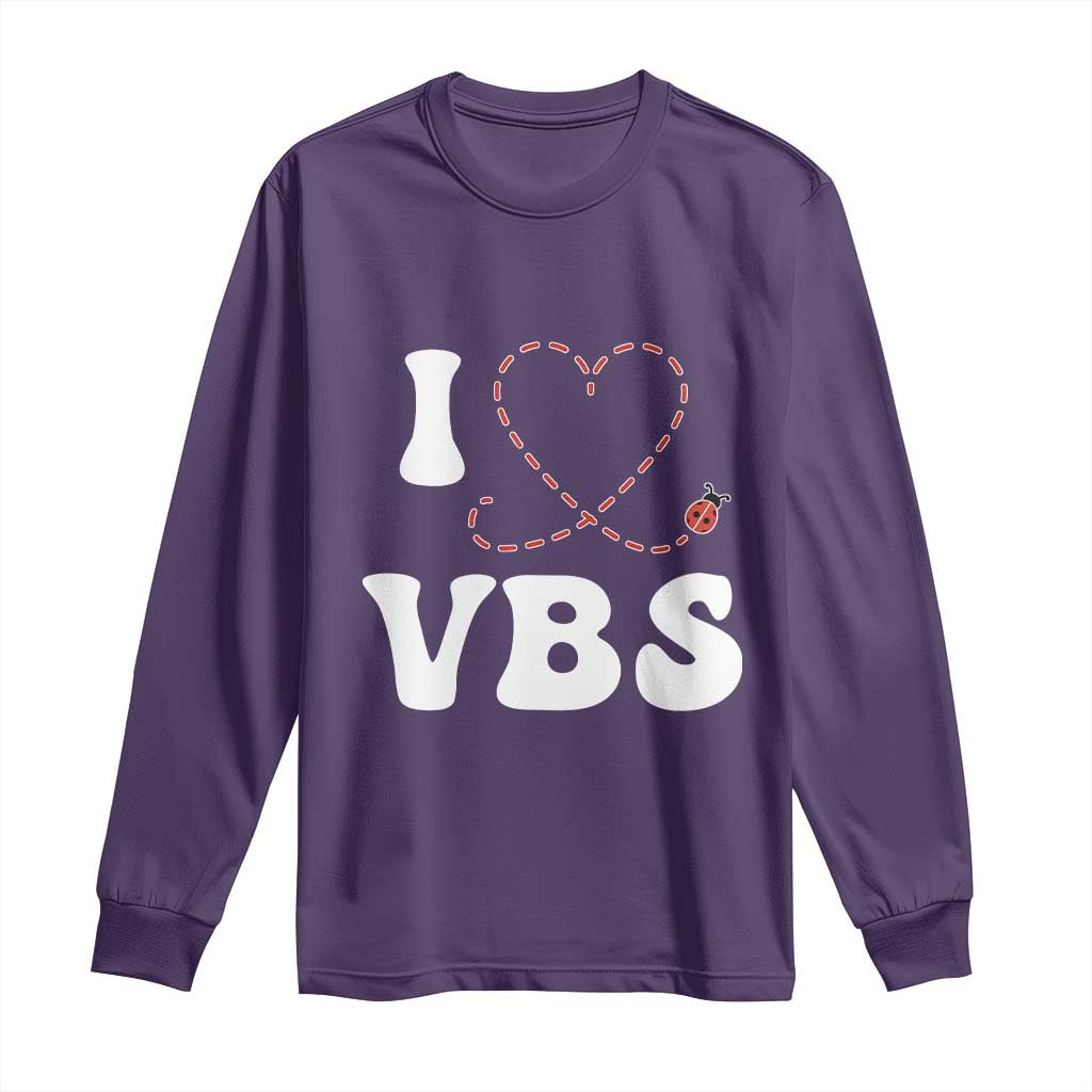 I Love VBS 2025 Long Sleeve Shirt Vacation Bible School Ladybug VBS Team TS02 Purple Print Your Wear