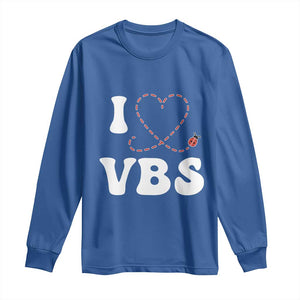I Love VBS 2025 Long Sleeve Shirt Vacation Bible School Ladybug VBS Team TS02 Royal Blue Print Your Wear