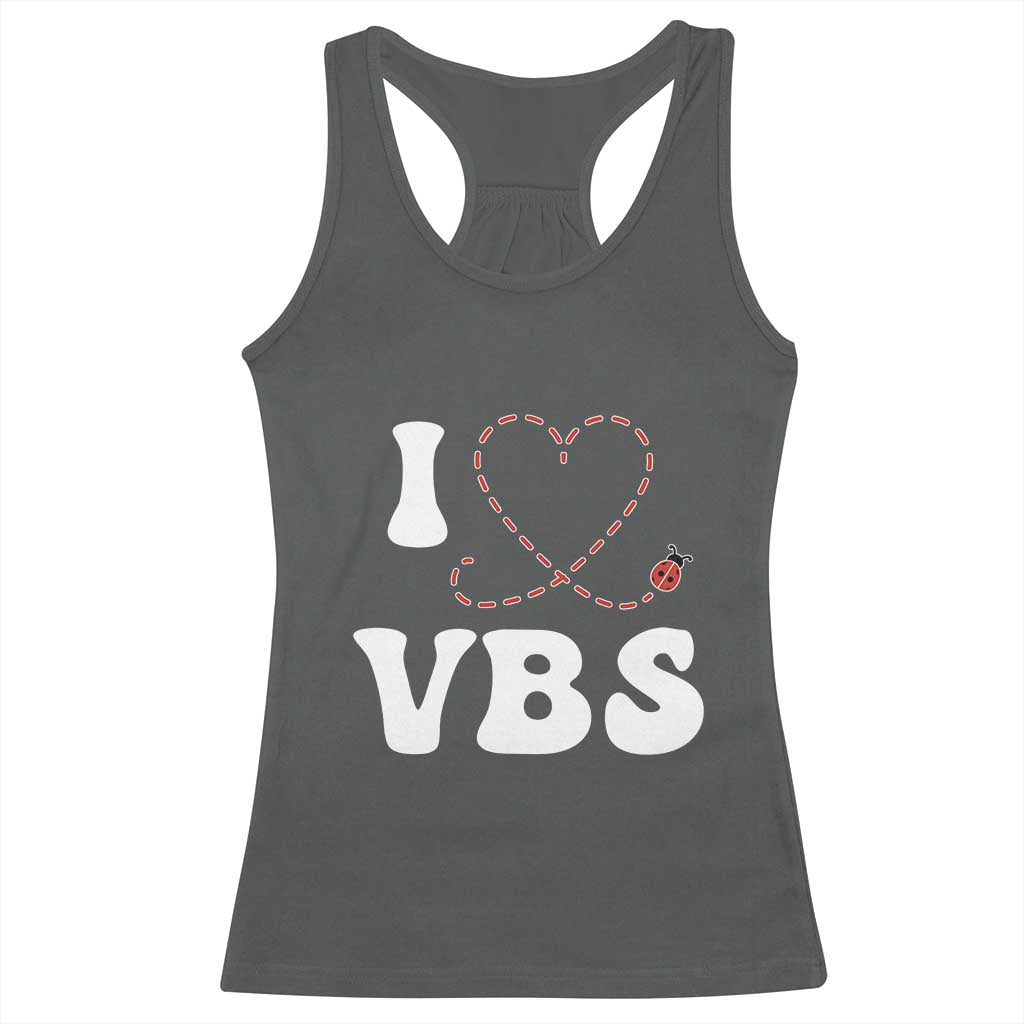 I Love VBS 2025 Racerback Tank Top Vacation Bible School Ladybug VBS Team TS02 Dark Heather Print Your Wear