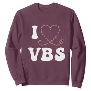 I Love VBS 2025 Sweatshirt Vacation Bible School Ladybug VBS Team TS02 Maroon Print Your Wear