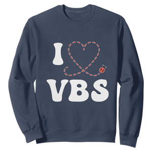 I Love VBS 2025 Sweatshirt Vacation Bible School Ladybug VBS Team TS02 Navy Print Your Wear