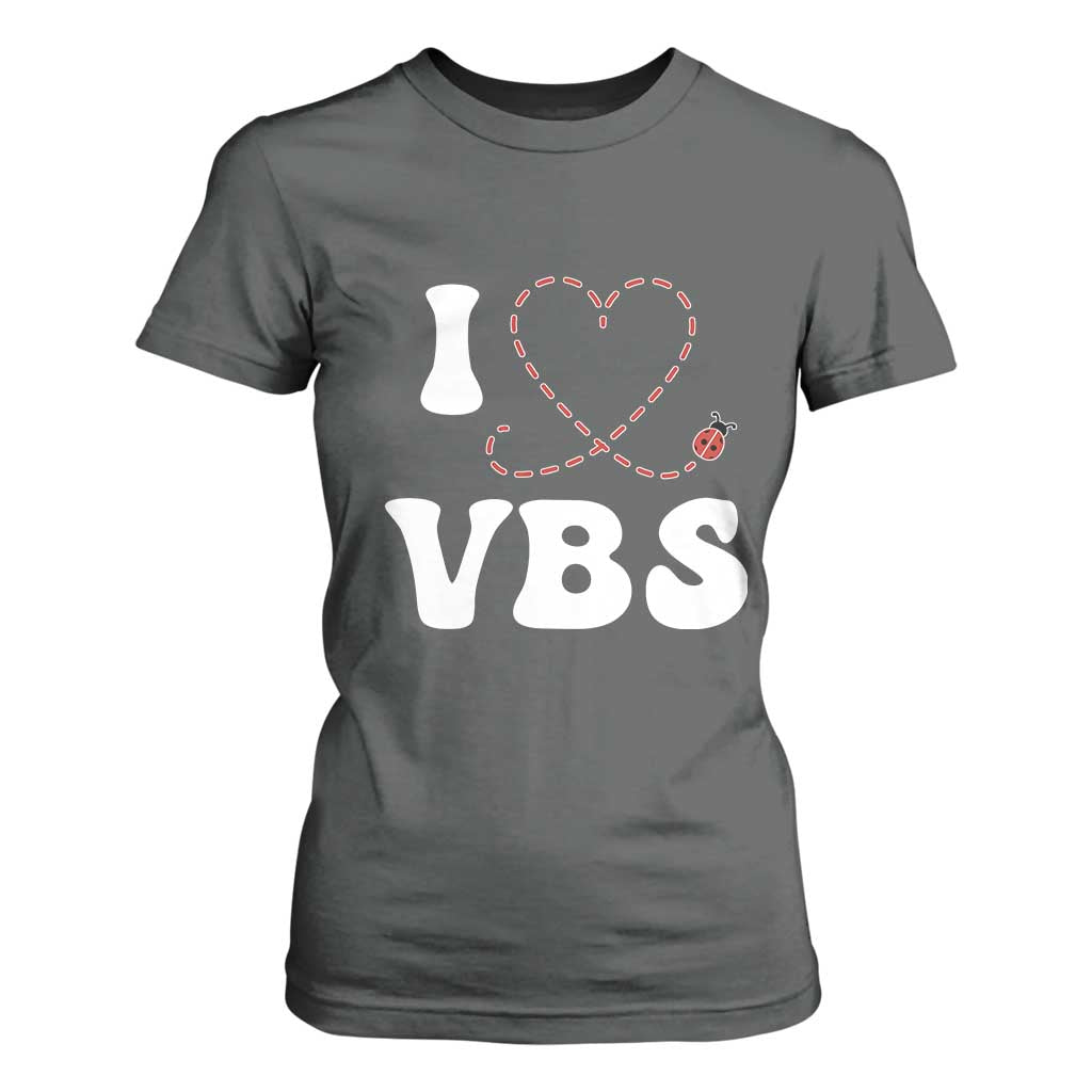 I Love VBS 2025 T Shirt For Women Vacation Bible School Ladybug VBS Team TS02 Dark Heather Print Your Wear