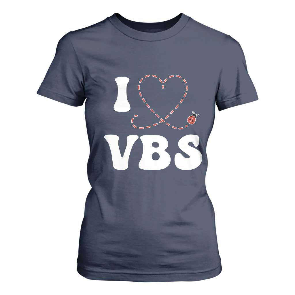 I Love VBS 2025 T Shirt For Women Vacation Bible School Ladybug VBS Team TS02 Navy Print Your Wear
