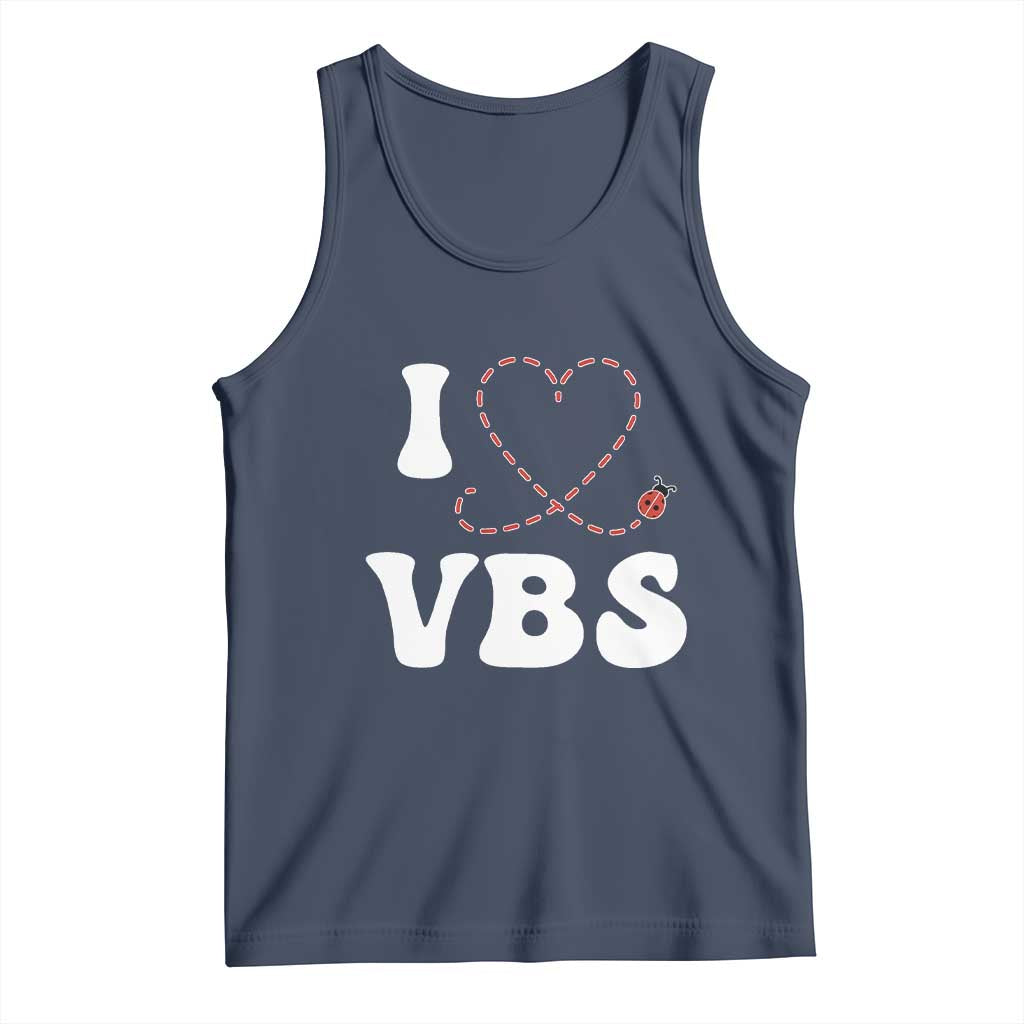 I Love VBS 2025 Tank Top Vacation Bible School Ladybug VBS Team TS02 Navy Print Your Wear