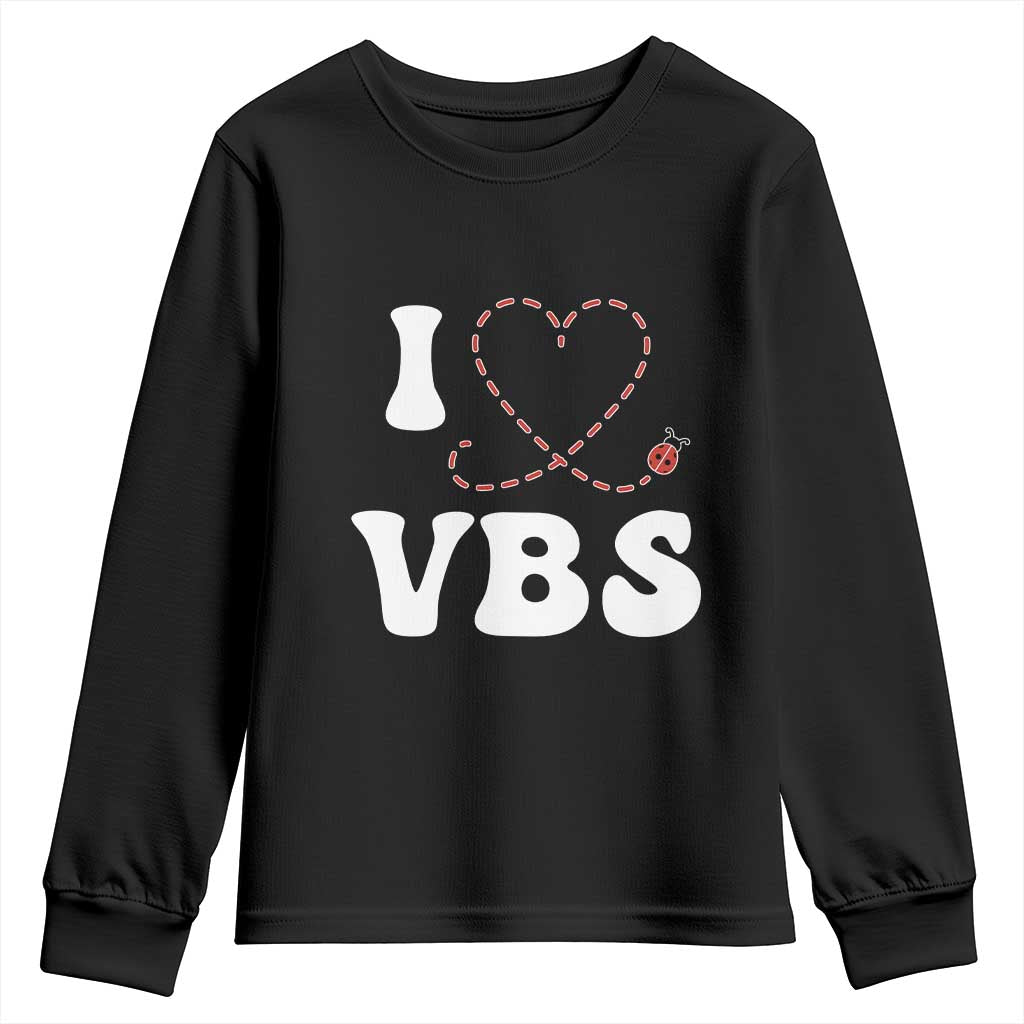 I Love VBS 2025 Youth Sweatshirt Vacation Bible School Ladybug VBS Team TS02 Black Print Your Wear