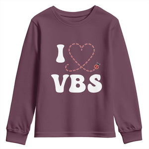 I Love VBS 2025 Youth Sweatshirt Vacation Bible School Ladybug VBS Team TS02 Maroon Print Your Wear