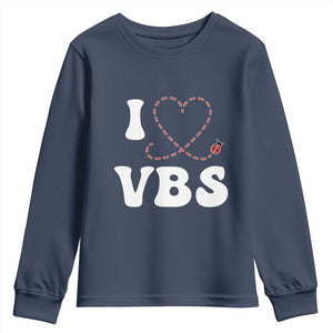 I Love VBS 2025 Youth Sweatshirt Vacation Bible School Ladybug VBS Team TS02 Navy Print Your Wear