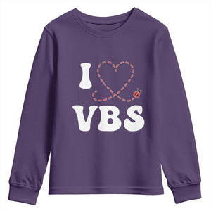I Love VBS 2025 Youth Sweatshirt Vacation Bible School Ladybug VBS Team TS02 Purple Print Your Wear