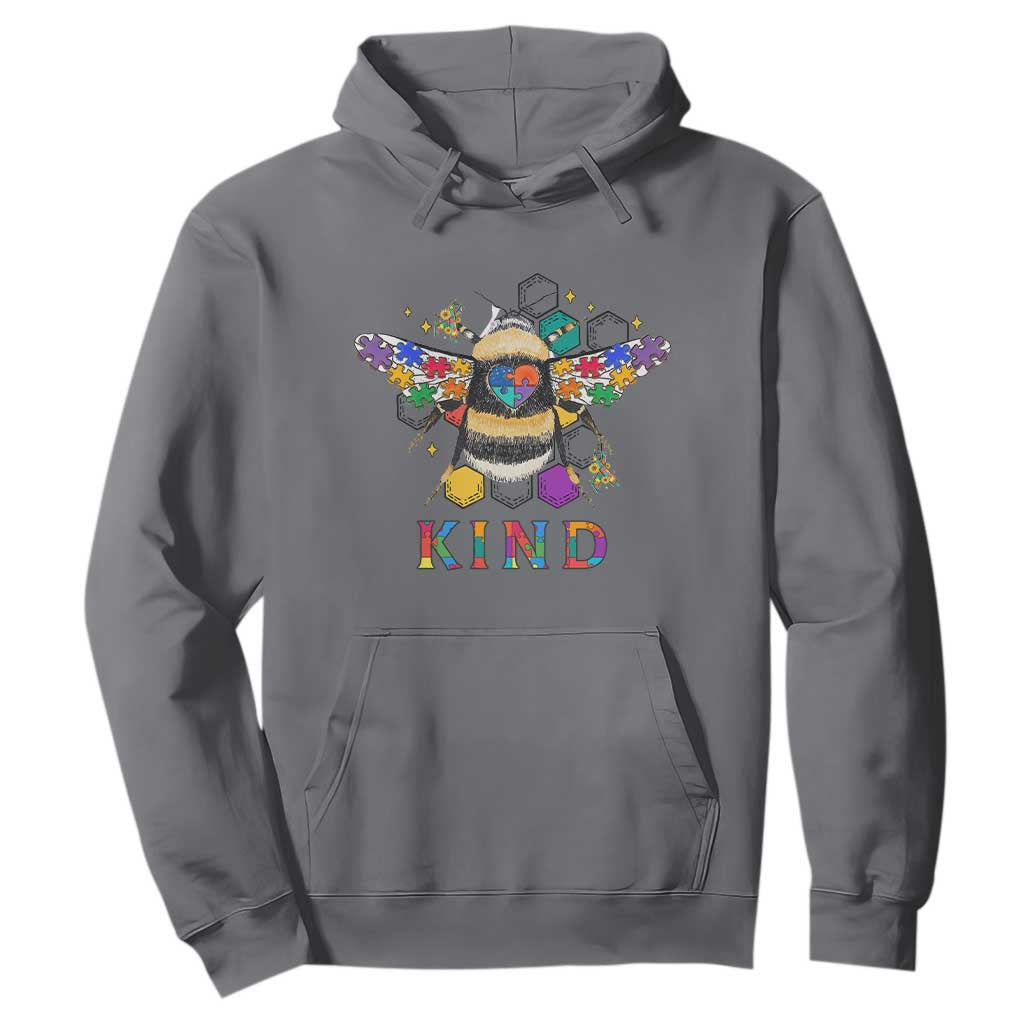 Bee Autism Awareness Hoodie Be Kind Bumblebee Spectrum Ribbon Puzzle Piece TS02 Charcoal Printyourwear