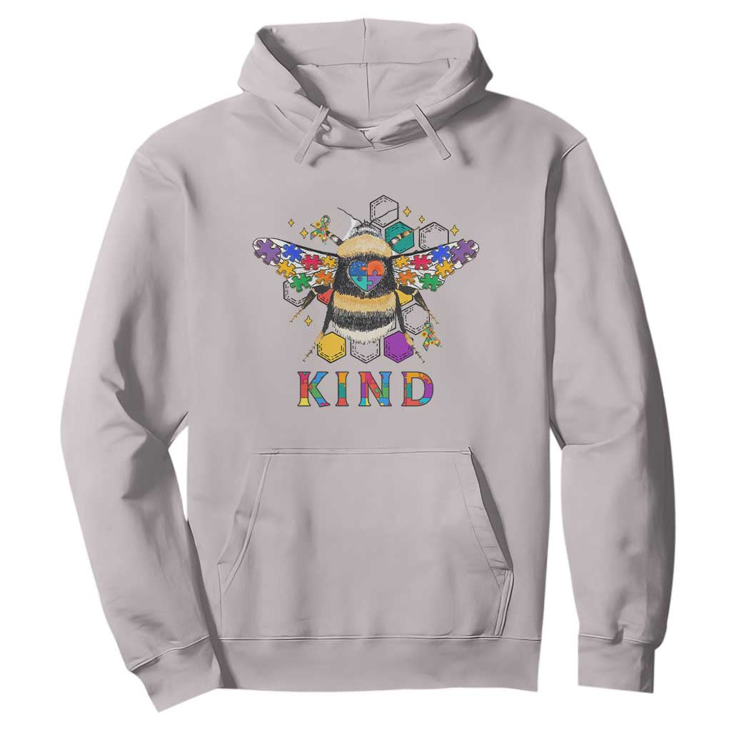 Bee Autism Awareness Hoodie Be Kind Bumblebee Spectrum Ribbon Puzzle Piece TS02 Ice Gray Printyourwear