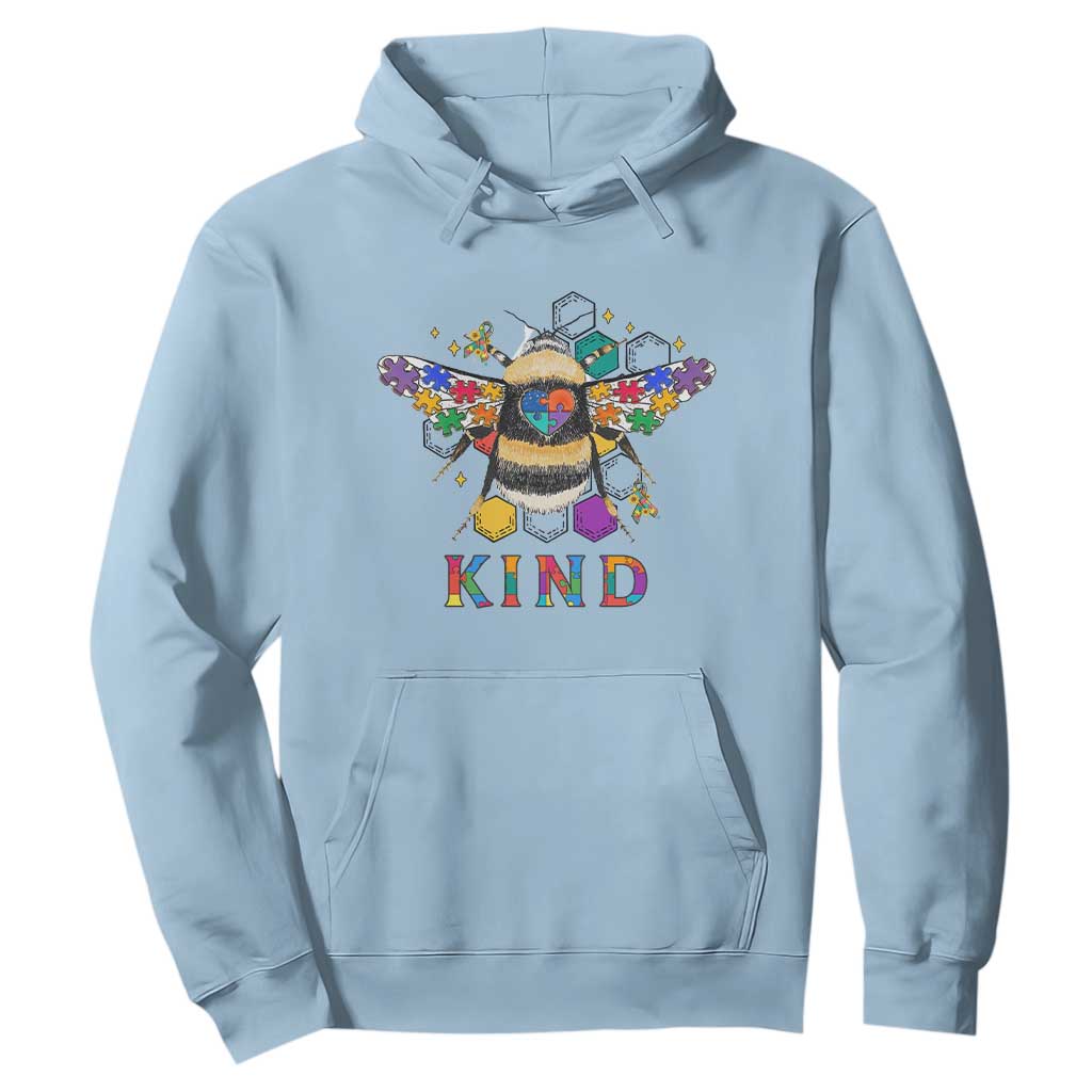 Bee Autism Awareness Hoodie Be Kind Bumblebee Spectrum Ribbon Puzzle Piece TS02 Light Blue Printyourwear