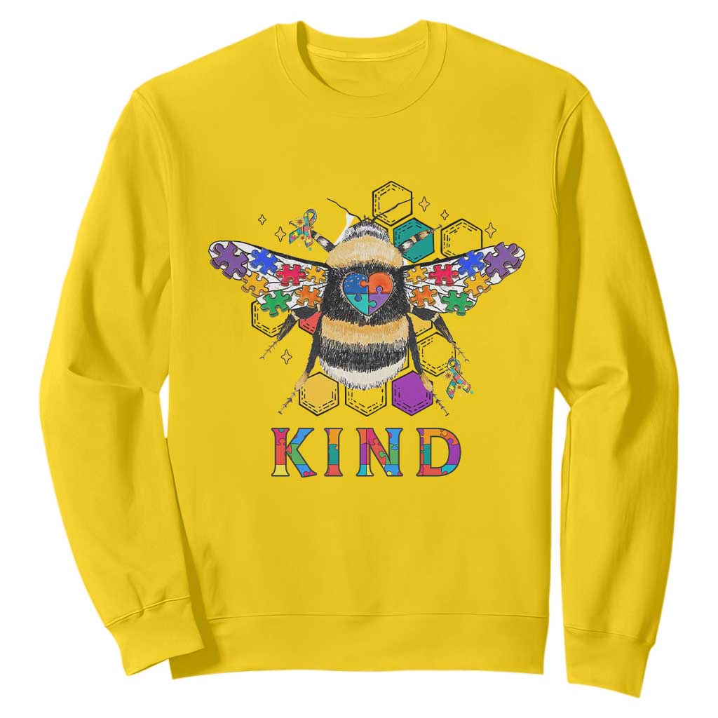 Bee Autism Awareness Sweatshirt Be Kind Bumblebee Spectrum Ribbon Puzzle Piece TS02 Daisy Printyourwear
