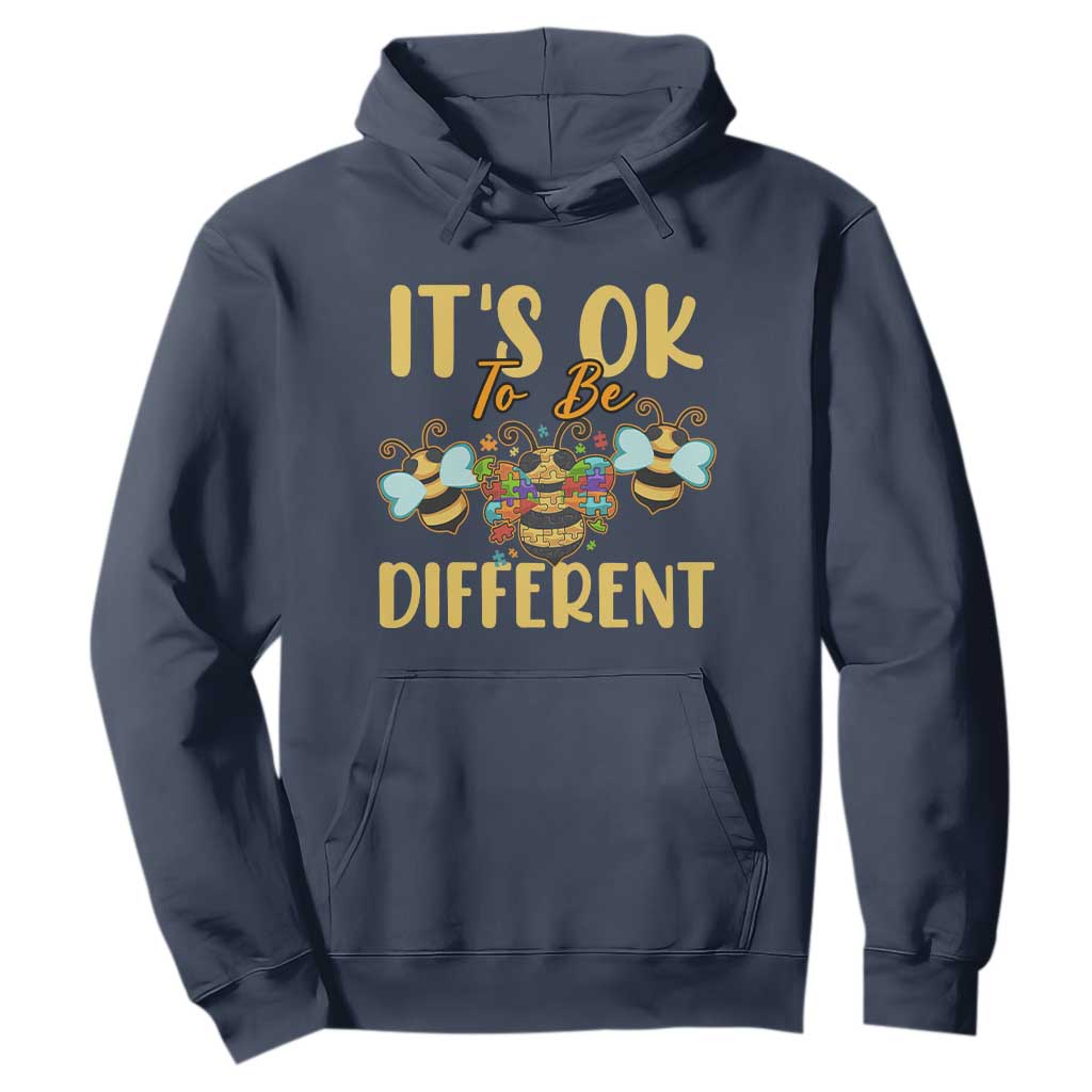 Bee Autism Awareness Hoodie It's Ok To Be Different Spectrum Puzzle Piece TS02 Navy Printyourwear
