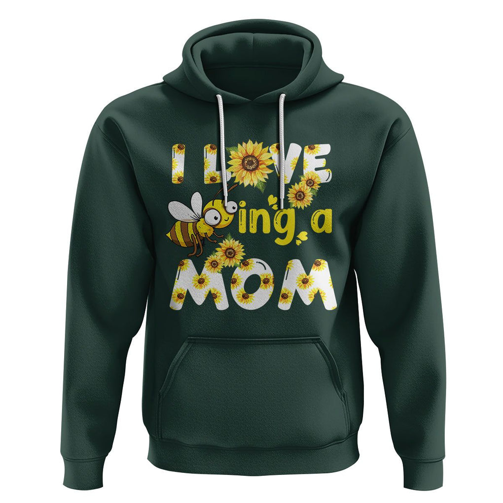 Queen Bee Mom Hoodie I Love Being A Mom Sunflower Floral Mother's Day Gifts Dark Forest Green Printyourwear