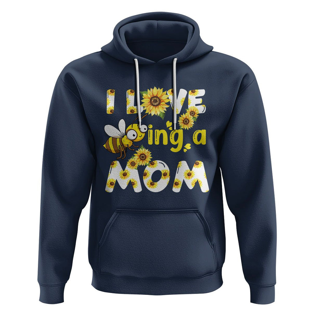 Queen Bee Mom Hoodie I Love Being A Mom Sunflower Floral Mother's Day Gifts Navy Printyourwear