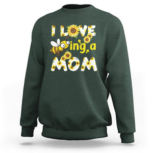 Queen Bee Mom Sweatshirt I Love Being A Mom Sunflower Floral Mother's Day Gifts Dark Forest Green Printyourwear
