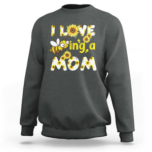 Queen Bee Mom Sweatshirt I Love Being A Mom Sunflower Floral Mother's Day Gifts Dark Heather Printyourwear