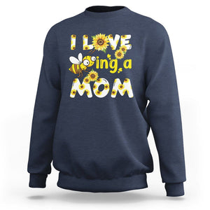 Queen Bee Mom Sweatshirt I Love Being A Mom Sunflower Floral Mother's Day Gifts Navy Printyourwear