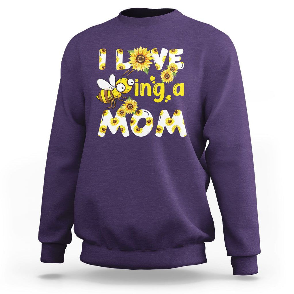 Queen Bee Mom Sweatshirt I Love Being A Mom Sunflower Floral Mother's Day Gifts Purple Printyourwear