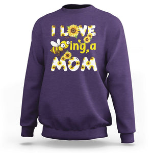 Queen Bee Mom Sweatshirt I Love Being A Mom Sunflower Floral Mother's Day Gifts Purple Printyourwear