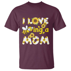 Queen Bee Mom T Shirt I Love Being A Mom Sunflower Floral Mother's Day Gifts Maroon Printyourwear