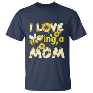 Queen Bee Mom T Shirt I Love Being A Mom Sunflower Floral Mother's Day Gifts Navy Printyourwear