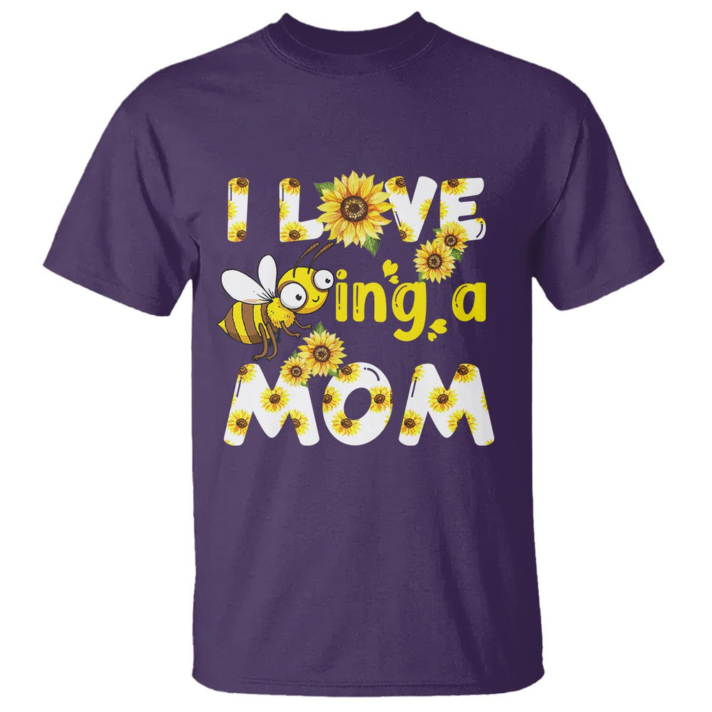 Queen Bee Mom T Shirt I Love Being A Mom Sunflower Floral Mother's Day Gifts Purple Printyourwear