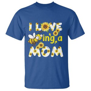 Queen Bee Mom T Shirt I Love Being A Mom Sunflower Floral Mother's Day Gifts Royal Blue Printyourwear