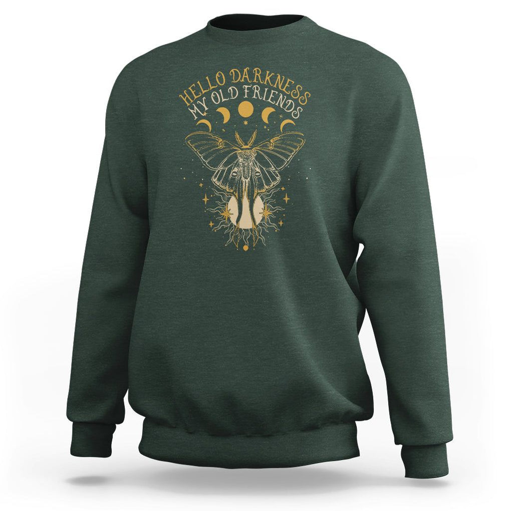 Moth Sweatshirt Hello Darkness My Old Friend Sound Of Silence Starry Luna Moth Actias Luna Mystic Alchemy Moth Spirit Animal Celestial Shirt for Women, Moth T-shirt, Spiritual Shirt, TS02 Dark Forest Green Printyourwear