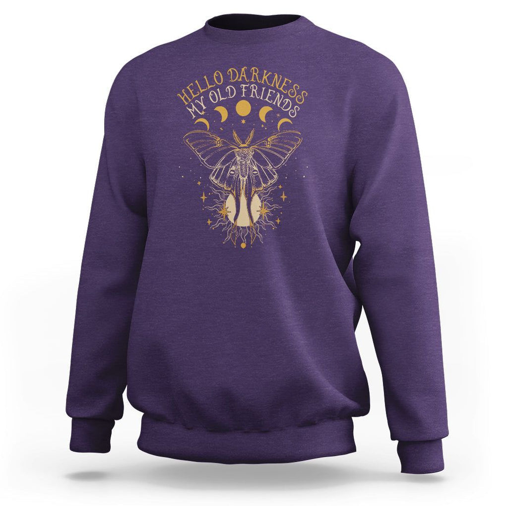Moth Sweatshirt Hello Darkness My Old Friend Sound Of Silence Starry Luna Moth Actias Luna Mystic Alchemy Moth Spirit Animal Celestial Shirt for Women, Moth T-shirt, Spiritual Shirt, TS02 Purple Printyourwear