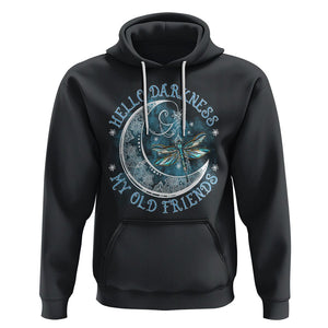 Dragonfly Hoodie Hello Darkness My Old Friend Sound Of Silence Moon and Dragonfly Mandala Mystic Peaceful Meditation Shirt for Women, Dragonfly T-shirt, Dragonfly Gift, Insect Lover Shirt TS02 Black Printyourwear