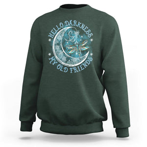 Dragonfly Sweatshirt Hello Darkness My Old Friend Sound Of Silence Moon and Dragonfly Mandala Mystic Peaceful Meditation Shirt for Women, Dragonfly T-shirt, Dragonfly Gift, Insect Lover Shirt TS02 Dark Forest Green Printyourwear