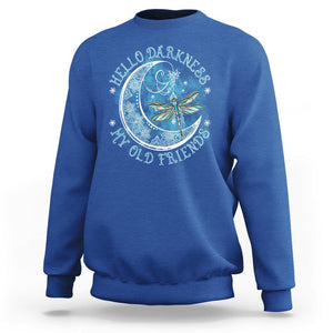 Dragonfly Sweatshirt Hello Darkness My Old Friend Sound Of Silence Moon and Dragonfly Mandala Mystic Peaceful Meditation Shirt for Women, Dragonfly T-shirt, Dragonfly Gift, Insect Lover Shirt TS02 Royal Blue Printyourwear