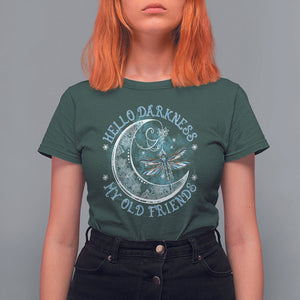 Dragonfly T Shirt For Women Hello Darkness My Old Friend Sound Of Silence Moon and Dragonfly Mandala Mystic Peaceful Meditation Shirt for Women, Dragonfly T-shirt, Dragonfly Gift, Insect Lover Shirt TS02 Dark Forest Green Printyourwear