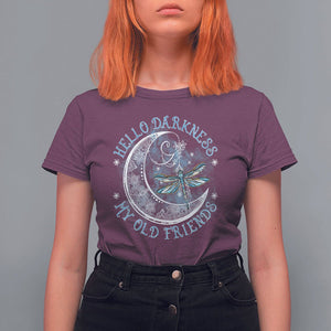 Dragonfly T Shirt For Women Hello Darkness My Old Friend Sound Of Silence Moon and Dragonfly Mandala Mystic Peaceful Meditation Shirt for Women, Dragonfly T-shirt, Dragonfly Gift, Insect Lover Shirt TS02 Maroon Printyourwear