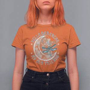Dragonfly T Shirt For Women Hello Darkness My Old Friend Sound Of Silence Moon and Dragonfly Mandala Mystic Peaceful Meditation Shirt for Women, Dragonfly T-shirt, Dragonfly Gift, Insect Lover Shirt TS02 Orange Printyourwear
