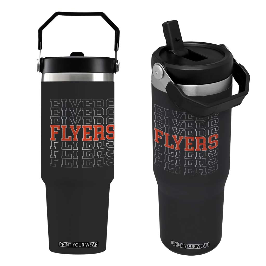 Retro Flyers Name Script Style Flip Straw Tumbler Vintage Distressed Graphic Sports Fan Pride TS02 One Size: 30 oz Black Print Your Wear