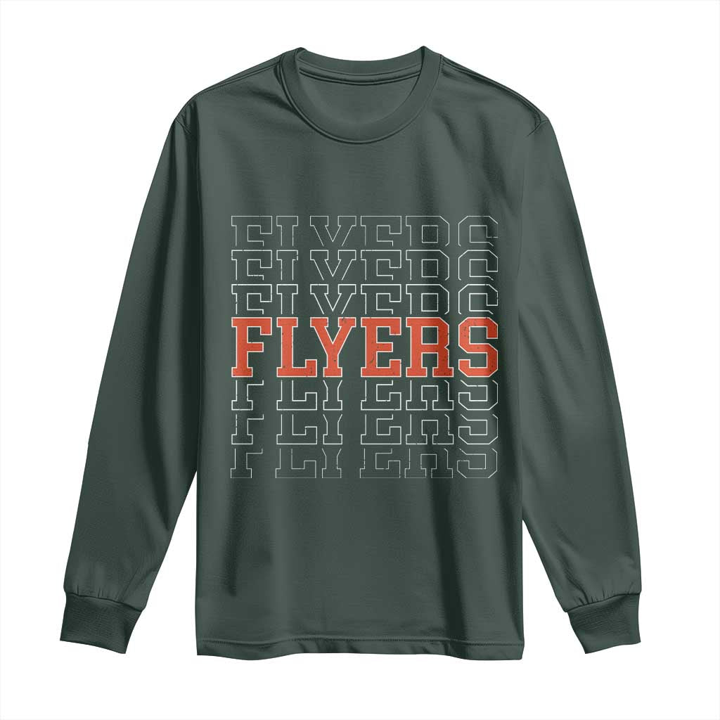 Retro Flyers Name Script Style Long Sleeve Shirt Vintage Distressed Graphic Sports Fan Pride TS02 Dark Forest Green Print Your Wear