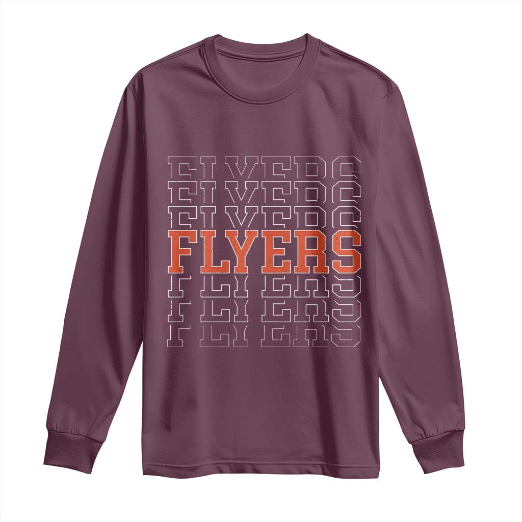 Retro Flyers Name Script Style Long Sleeve Shirt Vintage Distressed Graphic Sports Fan Pride TS02 Maroon Print Your Wear