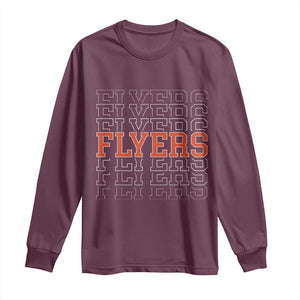 Retro Flyers Name Script Style Long Sleeve Shirt Vintage Distressed Graphic Sports Fan Pride TS02 Maroon Print Your Wear