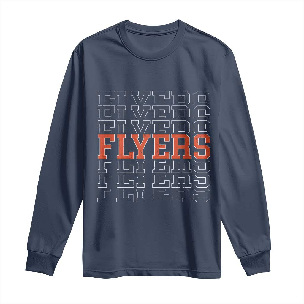 Retro Flyers Name Script Style Long Sleeve Shirt Vintage Distressed Graphic Sports Fan Pride TS02 Navy Print Your Wear