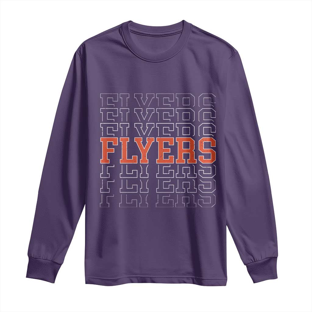 Retro Flyers Name Script Style Long Sleeve Shirt Vintage Distressed Graphic Sports Fan Pride TS02 Purple Print Your Wear