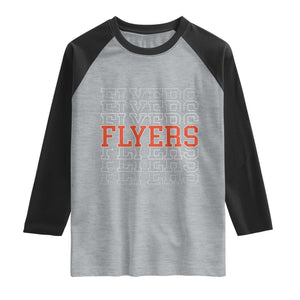 Retro Flyers Name Script Style Raglan Shirt Vintage Distressed Graphic Sports Fan Pride TS02 Heather Gray Black Print Your Wear