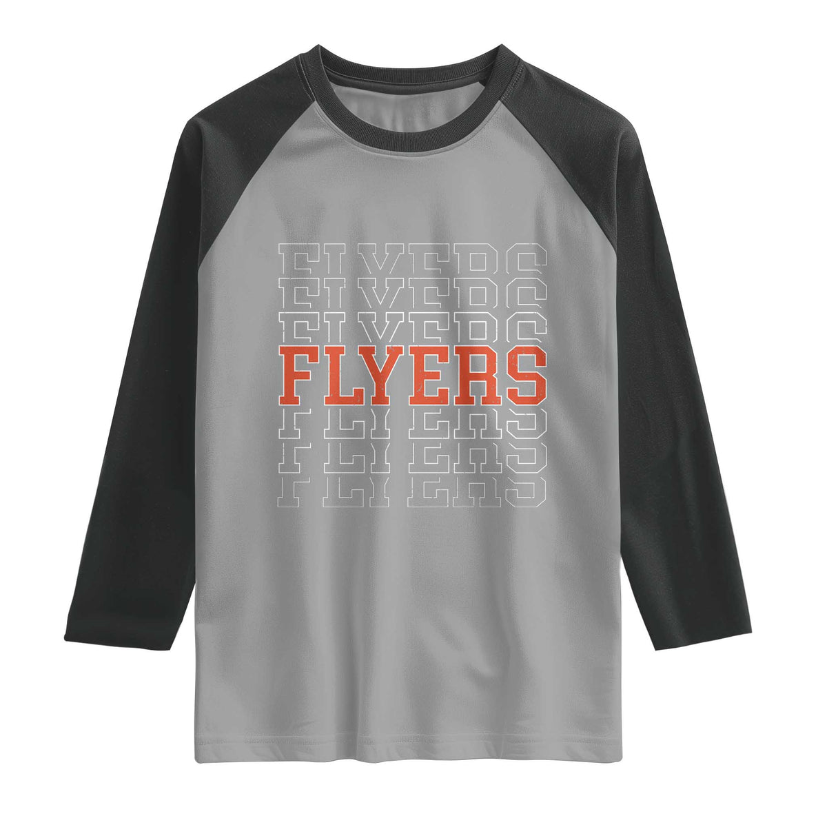 Retro Flyers Name Script Style Raglan Shirt Vintage Distressed Graphic Sports Fan Pride TS02 Sport Gray Black Print Your Wear