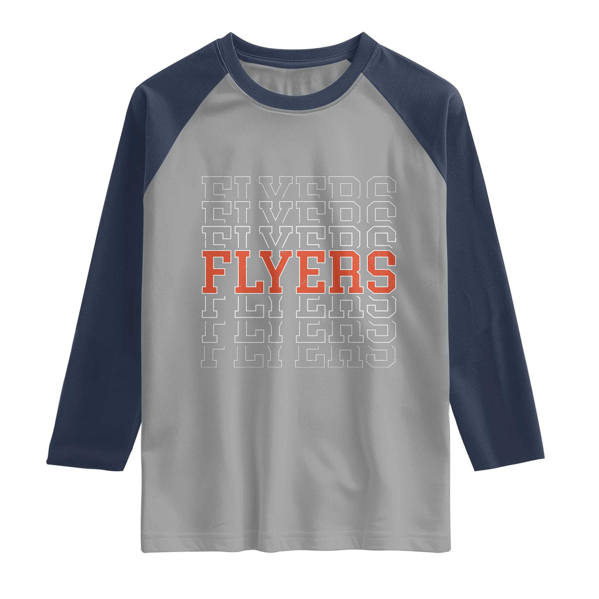 Retro Flyers Name Script Style Raglan Shirt Vintage Distressed Graphic Sports Fan Pride TS02 Sport Gray Navy Print Your Wear